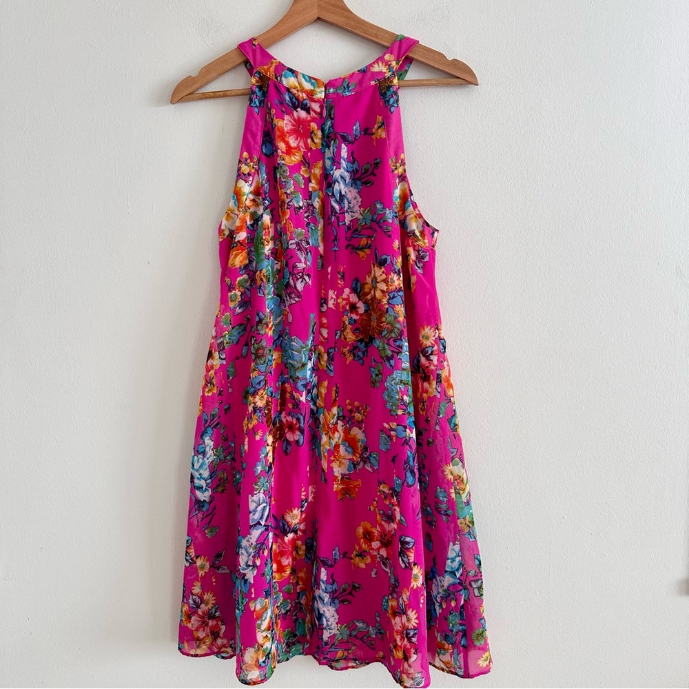 Betsey Johnson pink floral trapeze dress size 6 - Picture 3 of 6